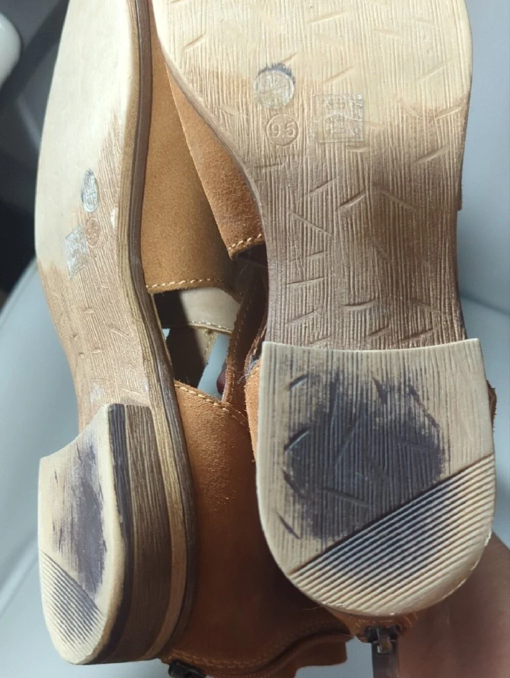 Chinese Laundry Tan Suede Cutout Strap Ankle Booties